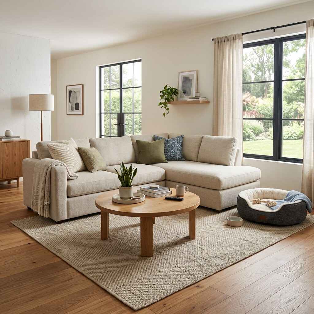 Pet-friendly living room with durable materials