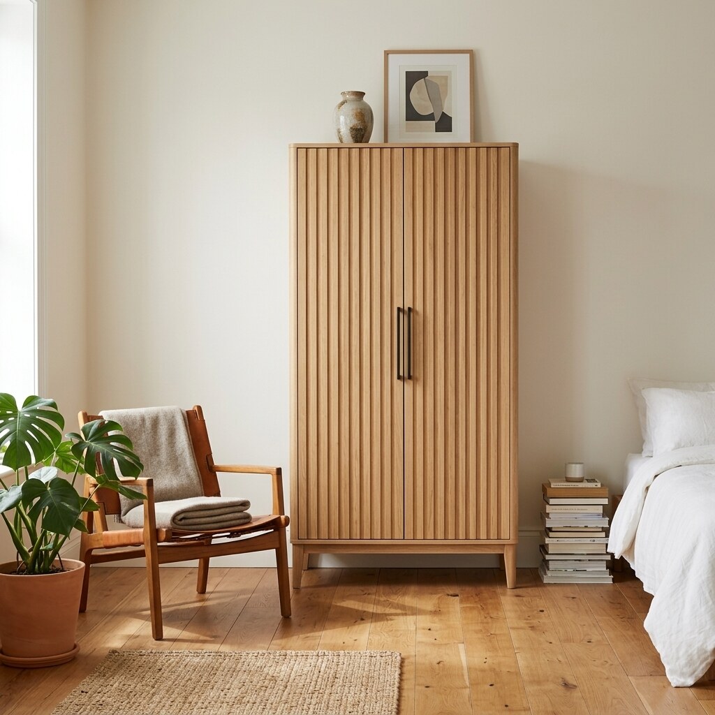 the same wardrobe styled into a real, decorated bedroom