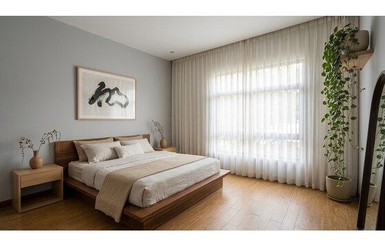 Bedroom in Japandi style