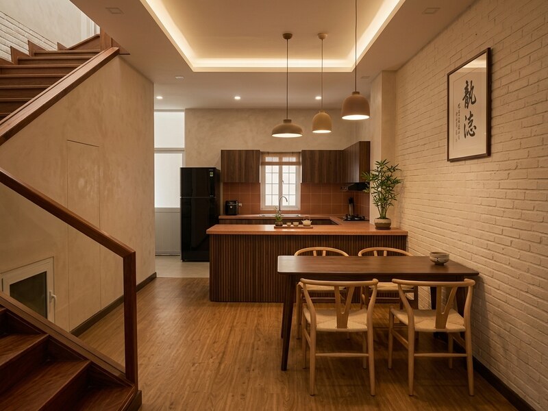 Kitchen redesigned in Japandi style