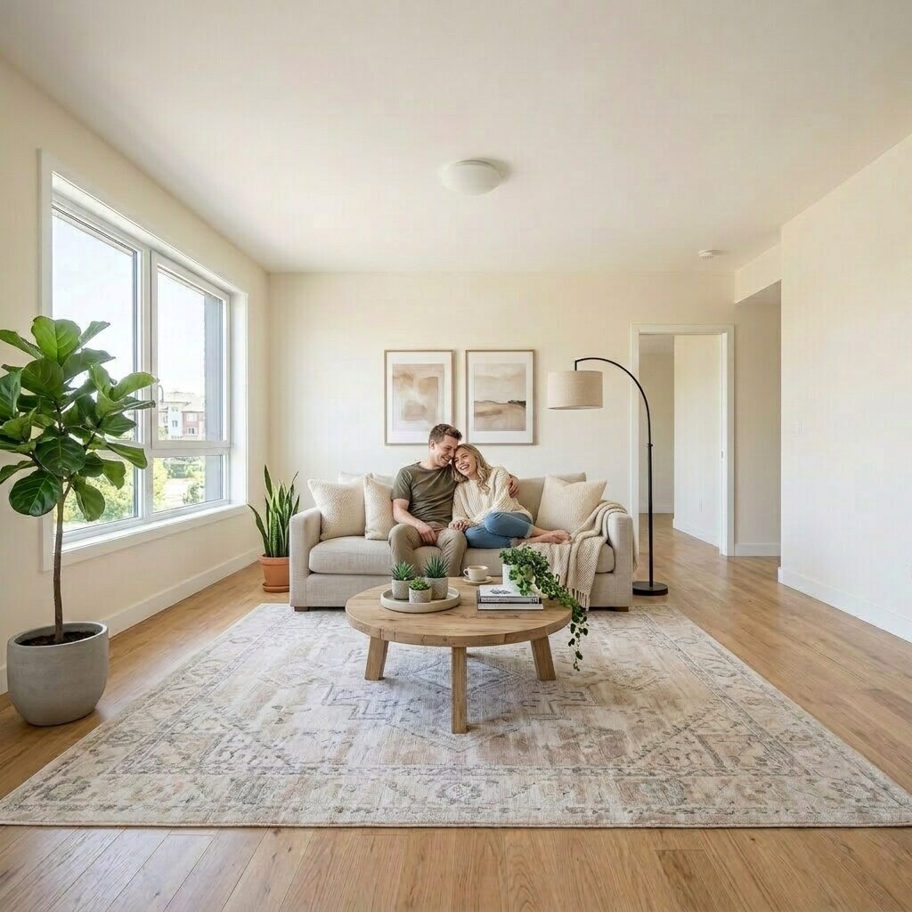 Staged room with a lifestyle couple