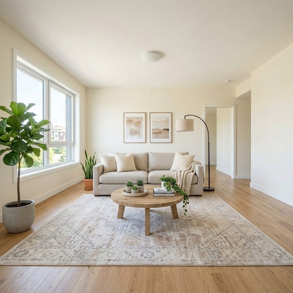 Same room after AI virtual staging